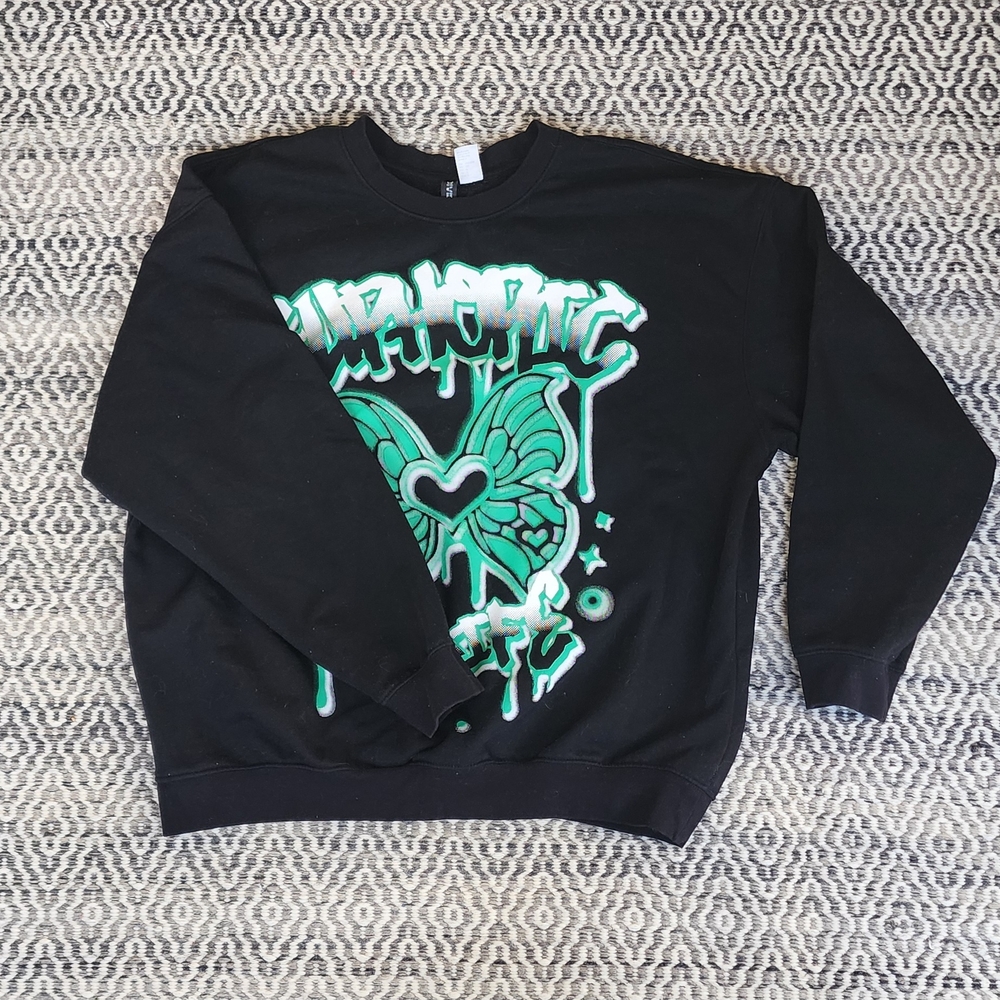 Black and Green Oversized Graphic Sweater 🍭
